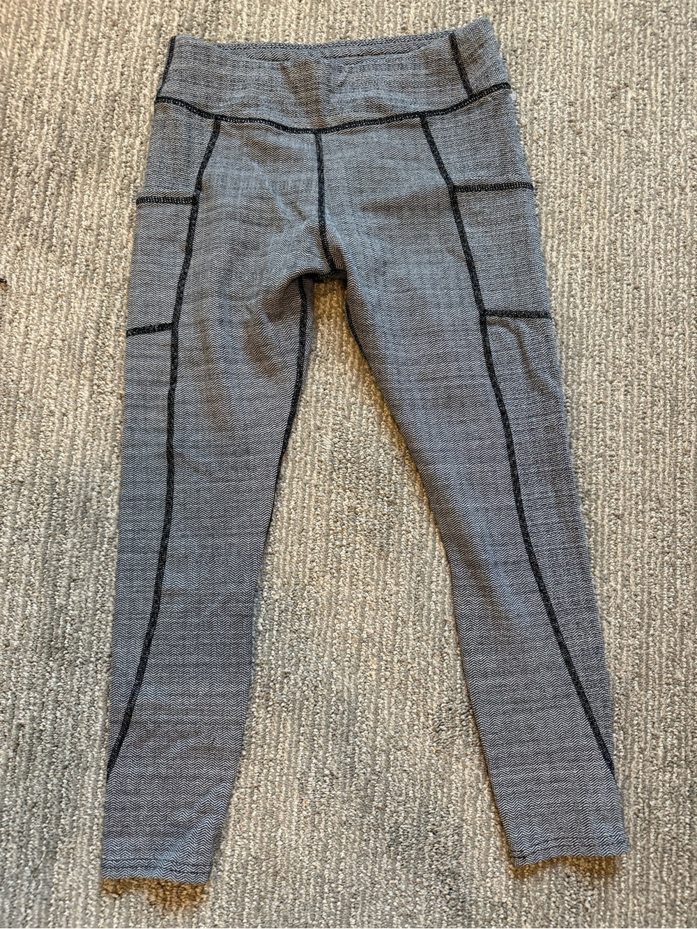 Pact Organic Cotton Herringbone Pocket Leggings Gray Black S